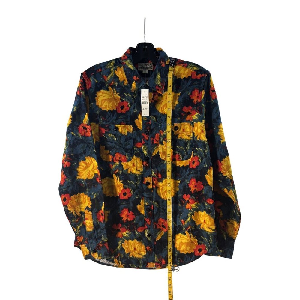 J. Crew Midweight Flannel Shirt Small Regenerative Cotton Floral Print Multicolo - Picture 7 of 10